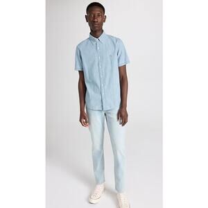 NWT POLO RALPH LAUREN Men's Short Sleeve Sport Shirt, Light Indigo, Blue, L